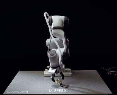 Eka Robotics' force-sensitive robot arm picking up a light bulb (Photo: Eka Robotics)